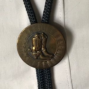 Vintage brass Cowboy boot bolo tie!